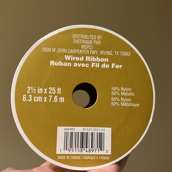 Gold Wire Ribbon 2.5 in x 25 ft NWT - Picture 3 of 5